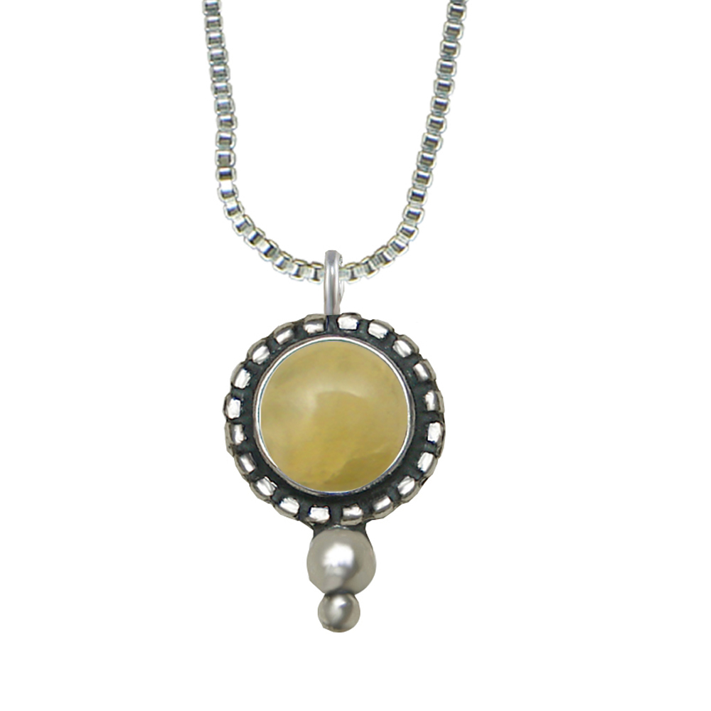 Sterling Silver Little Yellow Aragonite Pendant Necklace